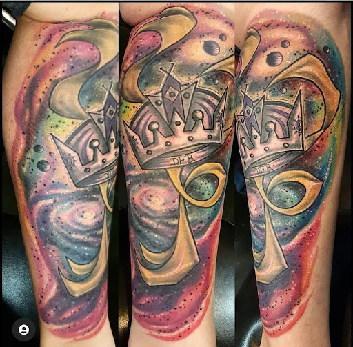 Explore guns and roses tattoo ideas, creative tattoo ideas in Yucca Valley, available at Strata Tattoo Lab LLC