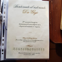 Carte du Da Gigi Crandola Ristorante Albergo à Crandola Valsassina