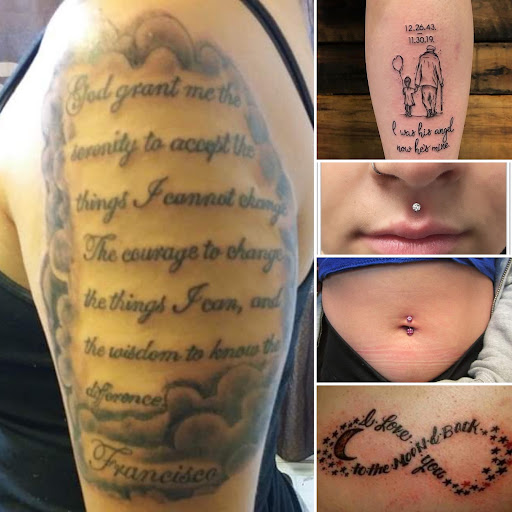 Explore cover up tattoo ideas on hip, creative tattoo ideas in Elko, available at Tom Custom Tattoos and Body Piercing Studio