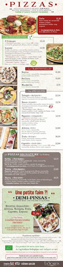 Restaurant italien La Scaleta à Vouvray - menu / carte