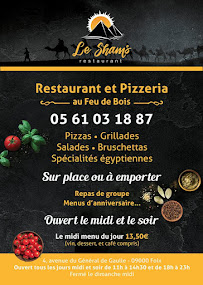 Pizzeria Le Shams à Foix (la carte)