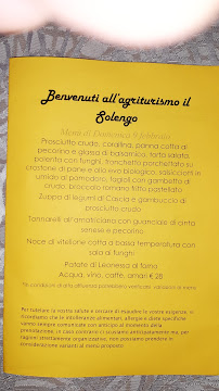 Menu / carte de Farmhouse Solengo à Montelibretti