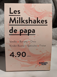 Les Burgers de Papa à Clermont-Ferrand menu