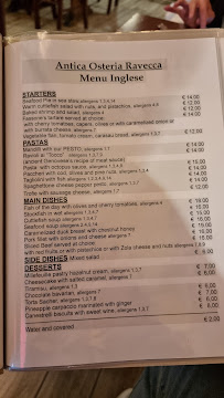Menu du Antica Osteria Ravecca à Genoa