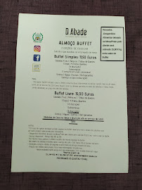 Dom Abade à Santeira menu