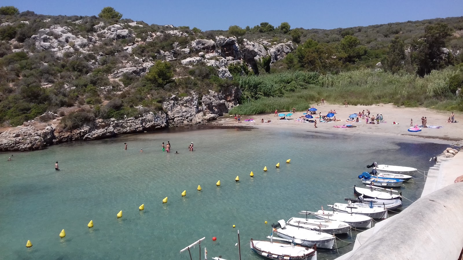 Foto de Playa es Canutells com areia cinza superfície