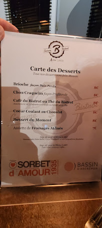 Restaurant B Comme Bistrot à Arès (le menu)