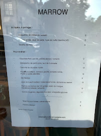 MARROW à Paris menu