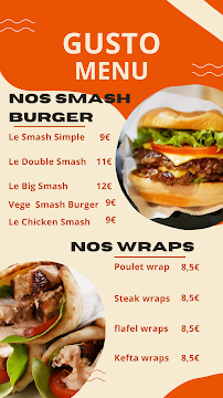 Menu du gusto smash burger à Montpellier