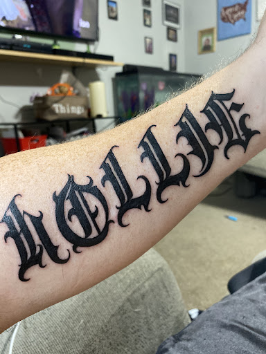 Explore unique lettering tattoo ideas, creative tattoo ideas in Elkview, available at Andy Electric Tattoos