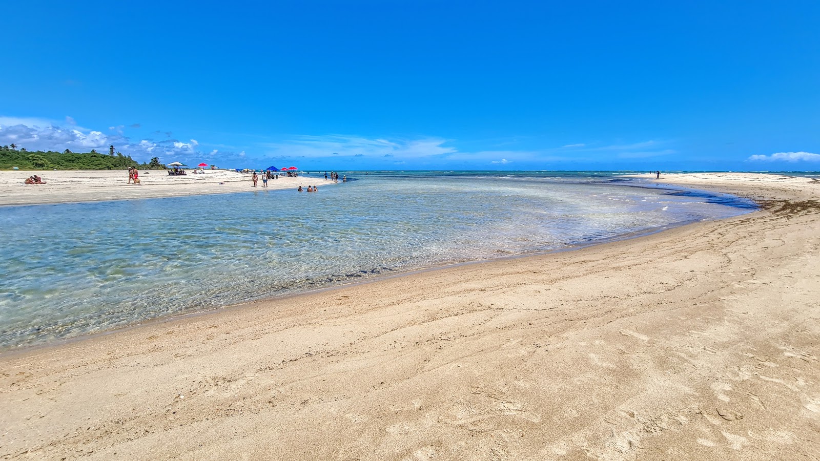 Fotografie cu Plaja Pontal de Maracaipe cu o suprafață de apa pură turcoaz