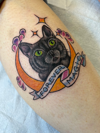 Explore male thigh tattoo ideas, creative tattoo ideas in Sonoma, available at Rosa Grande Tattoo