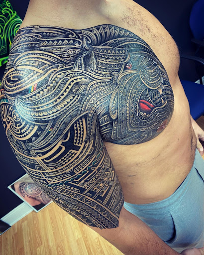 Explore daredevil tattoo ideas, creative tattoo ideas in Tampa, available at Sacred Tatau