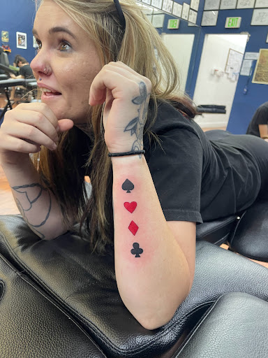 Explore simple witch tattoo ideas, creative tattoo ideas in Cocoa, available at Rorschach Tattoo Shop and Piercing Studio