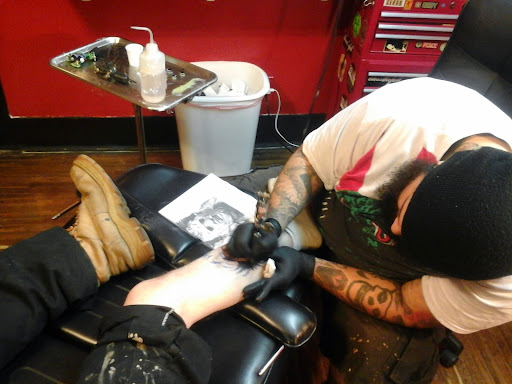 Explore guy thigh tattoo ideas, creative tattoo ideas in Noblesville, available at Mystic Images Tattoo Co.