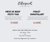 Menu du O'Reciprok à La Teste-de-Buch