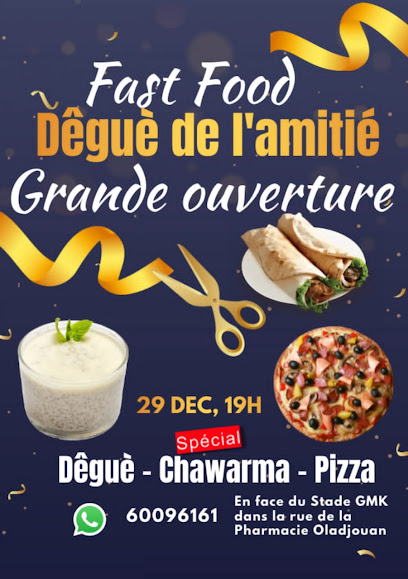 Restaurant Dêguè de l,Amitié - 1er carrefour, Bénin, Cotonou, Feu terrain, rue pavée d,AGLA, Cotonou, Benin