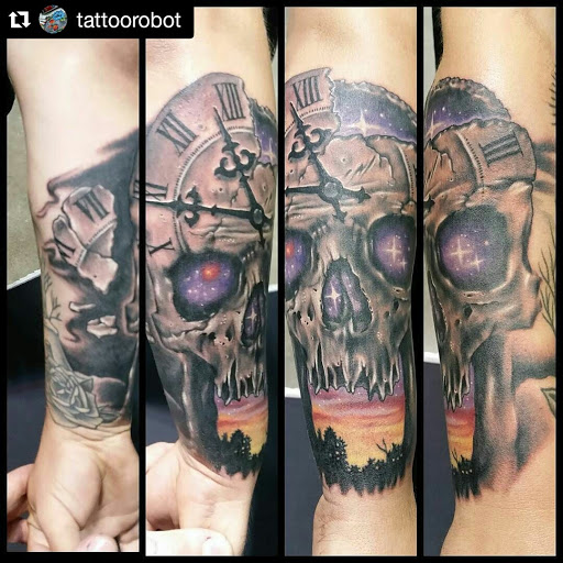Explore skull tattoo ideas for men, creative tattoo ideas in Syracuse, available at Oculus Tattoo Lounge