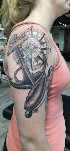 Explore mens leg sleeve tattoo ideas, creative tattoo ideas in Kingsland, available at Second Skin Tattoo