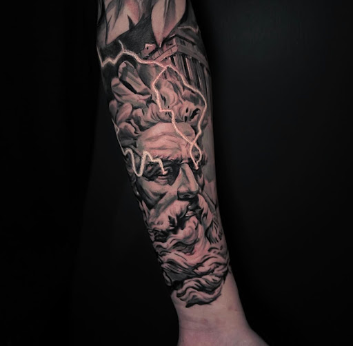Explore bass guitar tattoo ideas, creative tattoo ideas in Roanoke, available at Saint Cecilias Art Studio