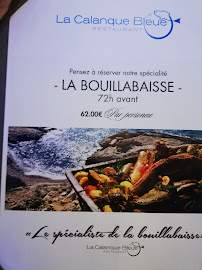 La Calanque Bleue à Sausset-les-Pins menu