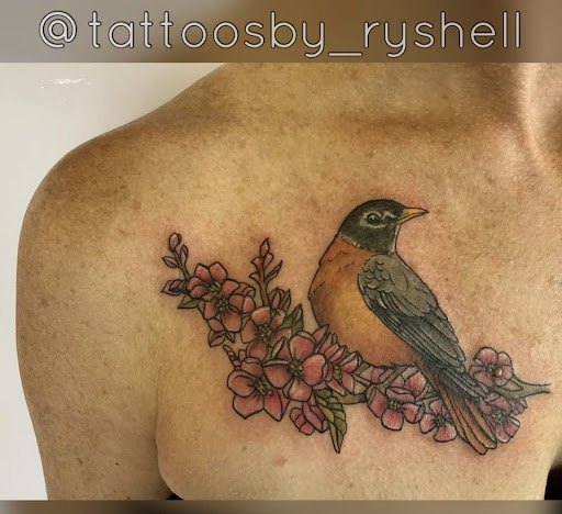 Explore butterfly shoulder tattoo ideas, creative tattoo ideas in Hayesville, available at The Upper Room Tat2 Parlor