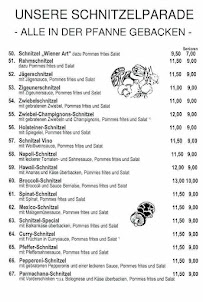 Menu du Schnitzelhaus Stadt Rosbach Pension-Restaurant à Rosbach vor der Höhe