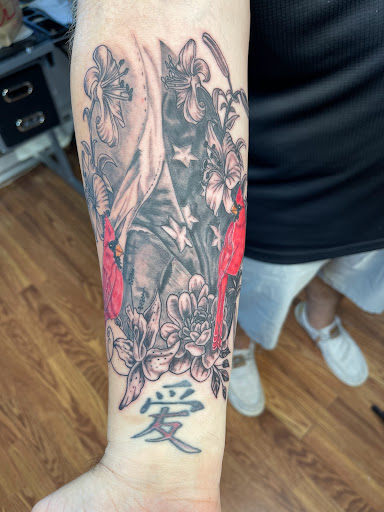 Explore upper arm men tattoo ideas, creative tattoo ideas in Butler, available at Kryptic Skin Tattoo