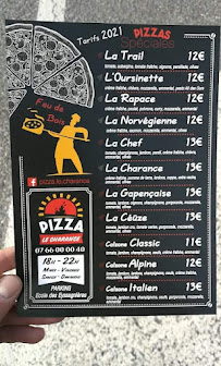 Menu / carte de Pizza le Charance à Gap