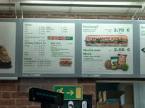 Sandwicherie Subway à Dormagen (le menu)