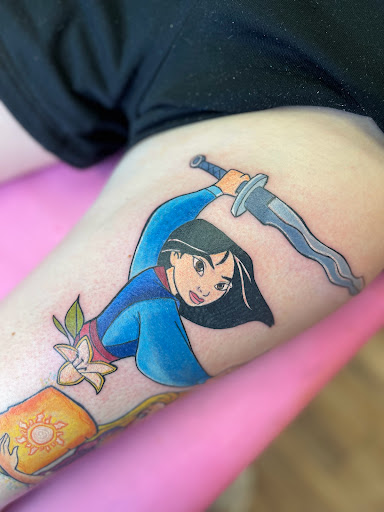 Explore flower shoulder tattoo ideas, creative tattoo ideas in Tehachapi, available at Briar Rose TATTOO