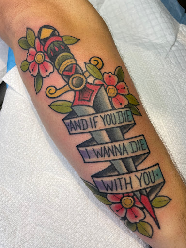 Explore girlfriend name tattoo ideas on chest, creative tattoo ideas in Junction City, available at Patriot Tattoo Company