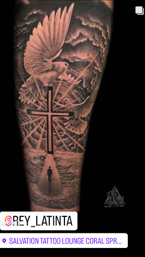 Explore chest arm tattoo ideas, creative tattoo ideas in Coral Springs, available at Salvation Tattoo Lounge Coral Springs