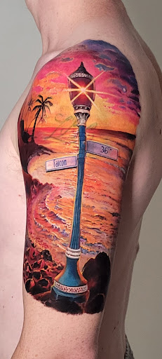 Explore trumpet tattoo ideas, creative tattoo ideas in Culver City, available at Art Collector Tattoo