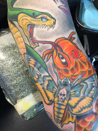 Explore snake tattoo idea, creative tattoo ideas in Hanover, available at Gypsy Skull Tattoo