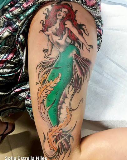 Explore cute witch tattoo ideas, creative tattoo ideas in Saint Augustine, available at Ms. Deborahs Fountain of Youth Tattoo & Body Piercing