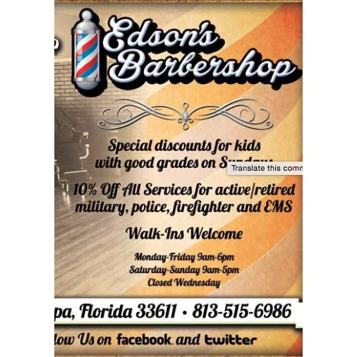 Barber Shop «Edson´s barbershop,», reviews and photos, 4007 S MacDill Ave, Tampa, FL 33611, USA