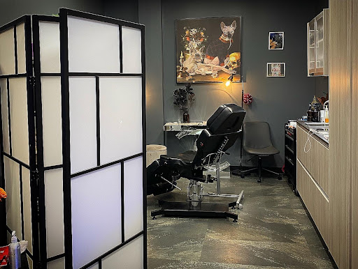 Explore small dog tattoo ideas, creative tattoo ideas in Cary, available at Fine Art Body Piercing By Lilith Mae