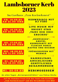 Menu / carte de Zum Kuckucksnest à Lambsborn