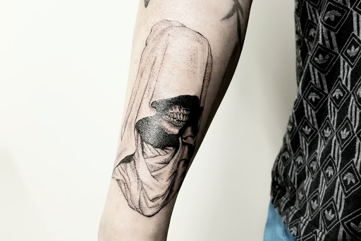 Explore polka trash tattoo ideas, creative tattoo ideas in Sunnyvale, available at Greego tattoo