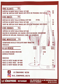 Carte du Le Sémaphore Restaurant à Saint-Raphaël