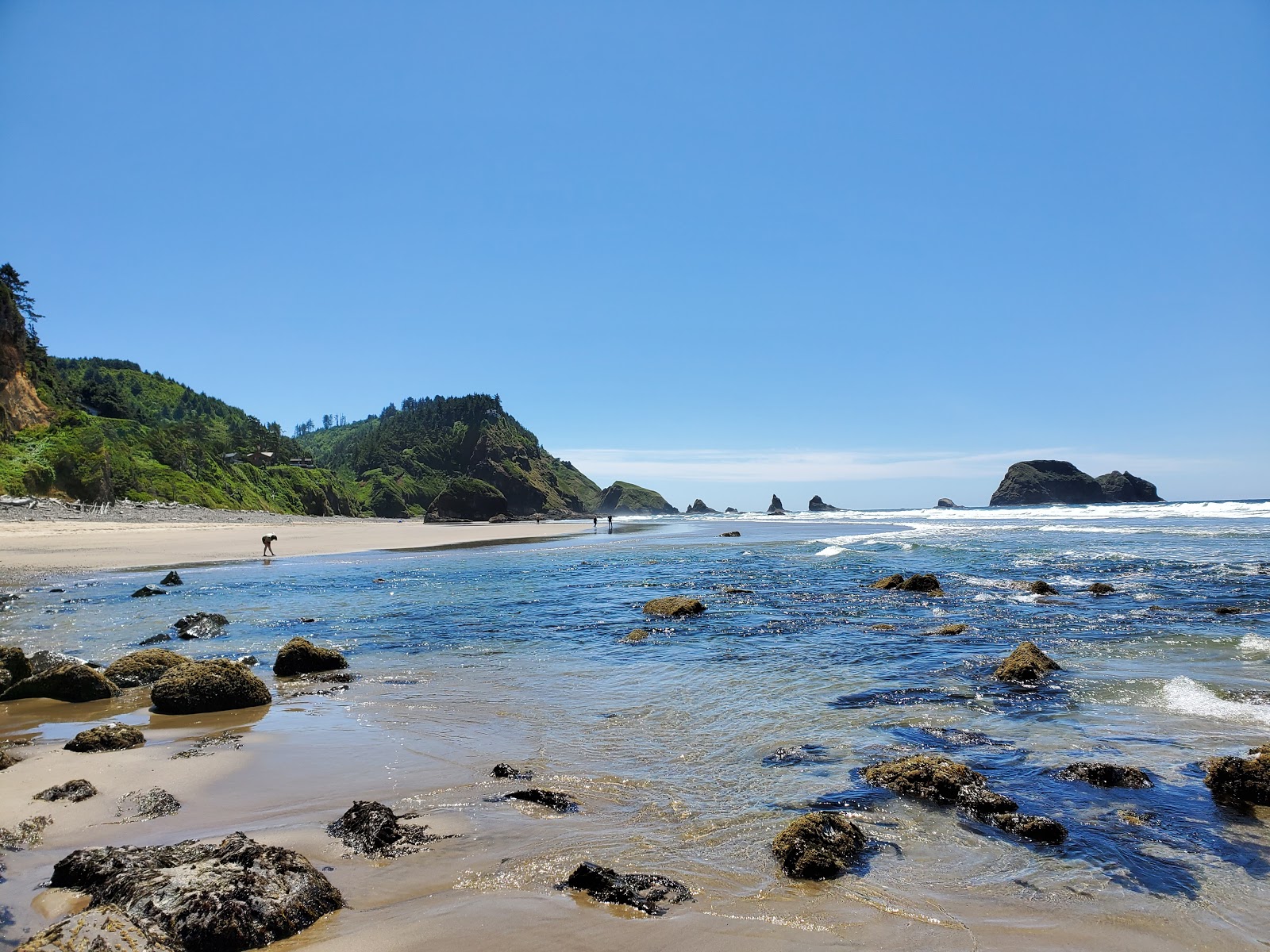 Photo of Larson Creek beach Oregon with turquoise pure water surface