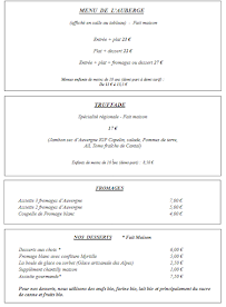 Menu / carte de Auberge du Château Logis à Saint-Rémy-de-Blot