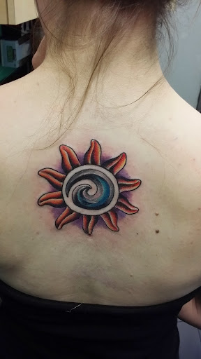 Explore fishing pole tattoo ideas, creative tattoo ideas in Roseville, available at Dv8 Tattoo and Body Piercing