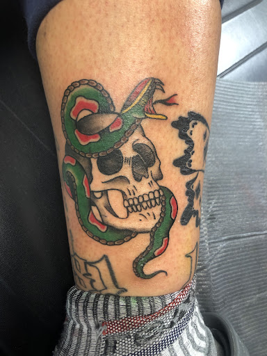 Explore blacked out tattoo ideas, creative tattoo ideas in Abingdon, available at Chop Shop Tattoo Company