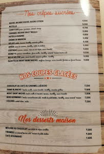 Carte du Crêperie/Restaurant 