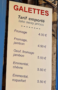 Menu du Bleu de toi - Crêperie Bretonne à Chambéry