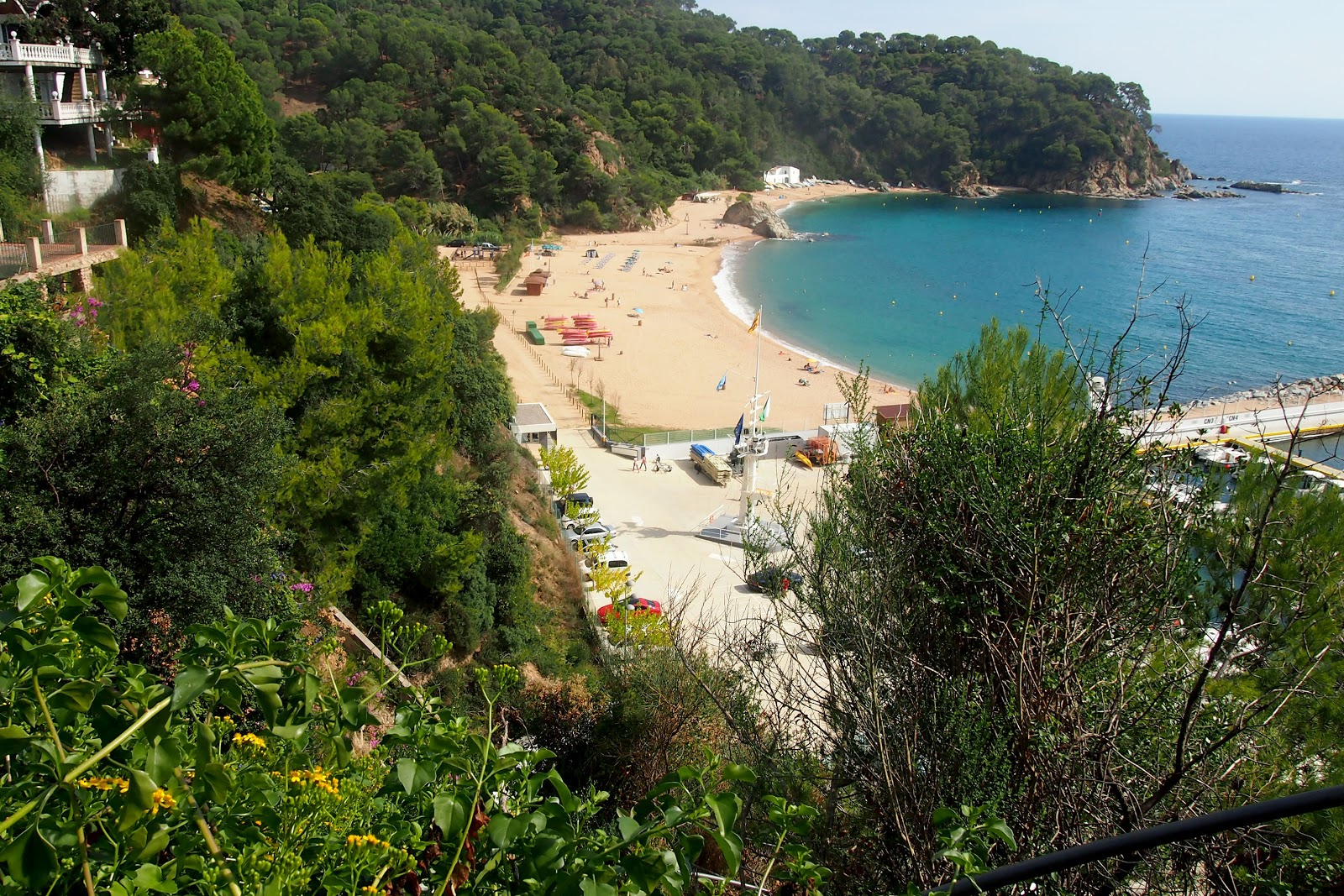 Photo de Plage de Canyelles avec l'eau cristalline de surface