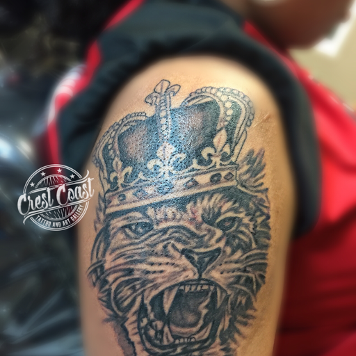 Explore bicep tattoo ideas, creative tattoo ideas in Gretna, available at Crest coast tattoo & Art gallery