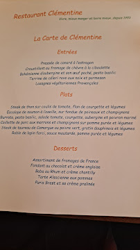 Menu / carte de Clémentine, restaurant et terrasse à Paris